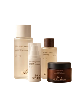 Evening Ritual Set: Soft Oil Cleanser, Rice Water Essence, Retinal 0.1 Night Serum and Barrier Cream