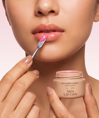 Overnight Lip Balm applied to lips