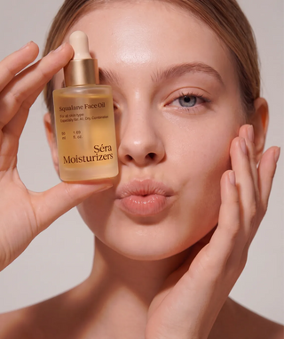 Modelo usando Squalane Face Oil