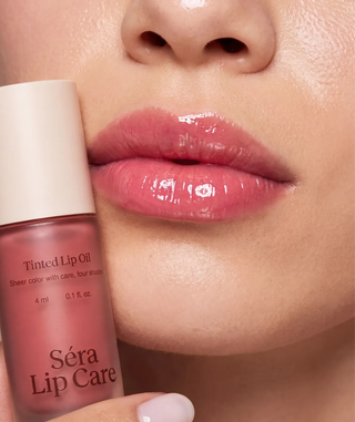 Tinted Lip Oil on lips, close-up